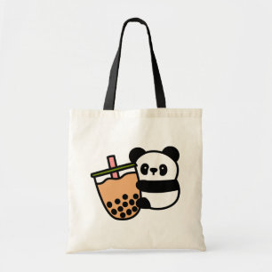 Bolsa Tote Chá e Urso de Panda de Bolha Bonita