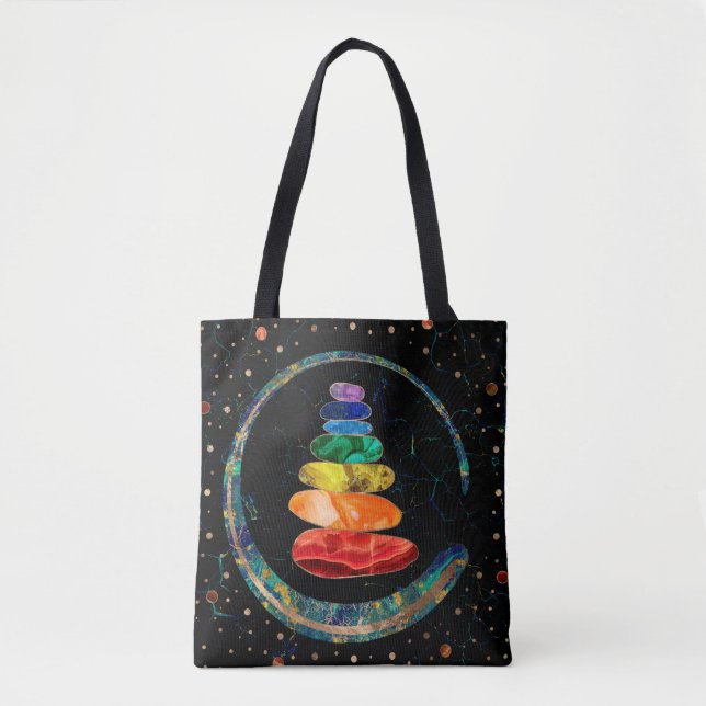 Bolsa Tote Chakras Zen Stones e Enso circundam (Frente)