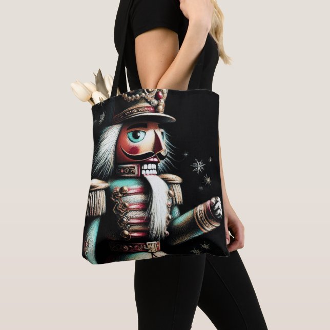 Bolsa Tote Chalk Illustrated Christmas Nutcracker (Close Up)