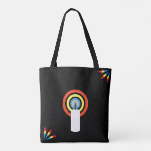 Bolsa Tote Chama de Vela Azul, Amarela e Vermelha