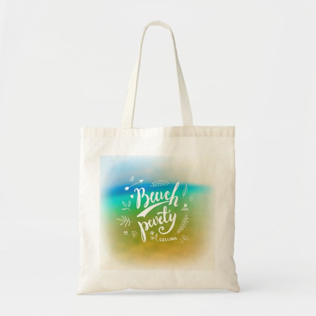 Bolsa Tote Chamada de Partido em Praia (Frente)