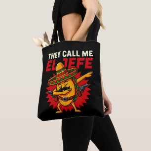 Bolsa Tote Chamam-me El Jefe Taco Funny Chefe Cinco De Mayo