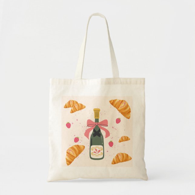Bolsa Tote Champagne e Croissants (Frente)