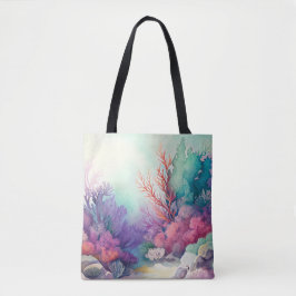 BOLSA TOTE CHÃO DE OCEANO DE ÁGUA COM PLANTAS DE RECIPIENTES