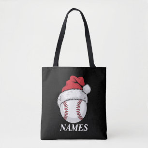Bolsa Tote Chapéu de Basebol de Natal Personalizado com Nome
