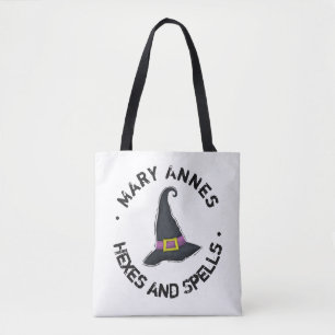 Bolsa Tote Chapéu de Bruxa Bonito de Halloween Tipografia Div