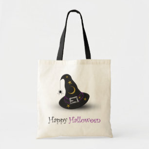 Bolsa Tote Chapéu de Bruxa de Halloween com Aranha - Saco
