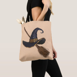 Bolsa Tote Chapéu de Bruxa e Broomstick