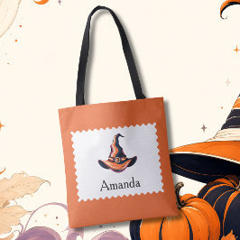 Bolsa Tote Chapéu de Bruxa Laranja Personalizado