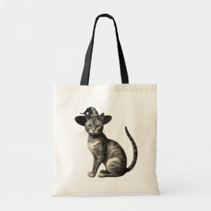 Bolsa Tote Chapéu de bruxa vestida de gato assustador