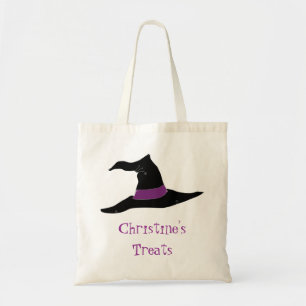 Bolsa Tote Chapéu de Bruxas Preto e Roxo Halloween