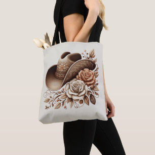 Bolsa Tote Chapéu de Cowgirl Country Western com Flores