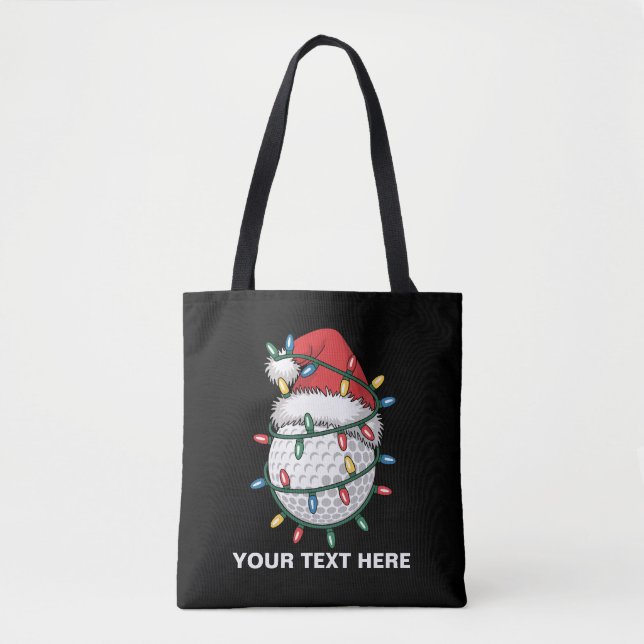 Bolsa Tote Chapéu de Papai Noel com Bolas de Golfe Personaliz (Frente)