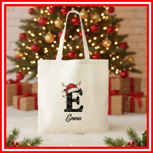 Bolsa Tote Chapéu de Papai Noel com Galhada de Natal da Famíl