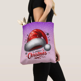 Bolsa Tote Chapéu de Papai Noel Escarlate com Brilho