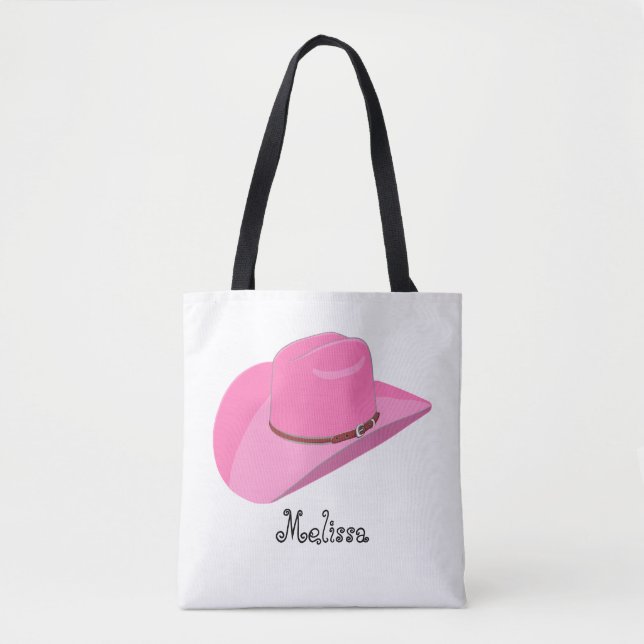 Bolsa Tote Chapéu de princesa rosa de vaqueira (Frente)