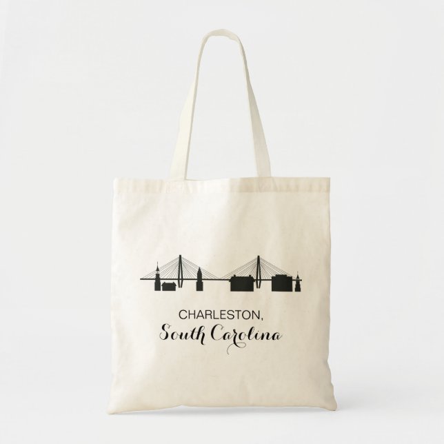Bolsa Tote Charleston Carolina do Sul Skyline Tote Bag (Frente)