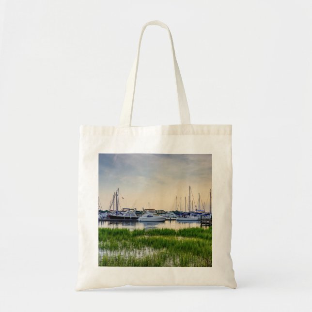 Bolsa Tote Charleston Harbor Boats Sunset (Frente)