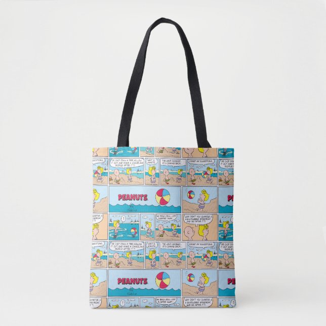 Bolsa Tote Charlie Brown & Sally Na Praia (Frente)