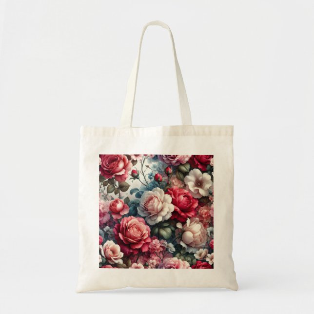 Bolsa Tote Charme Floral Rosa Atemporal (Frente)