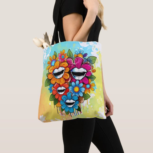 Bolsa Tote Chatty Blossoms Taza (Close Up)