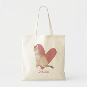 Bolsa Tote Chausie Cat Watercolor Gatinho Coração Rosa