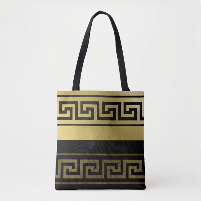 Bolsa Tote Chave grega Dourado e preta (Frente)