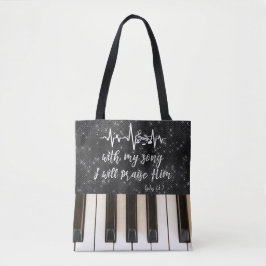 Bolsa Tote Chaves de Piano com Cotação de Script
