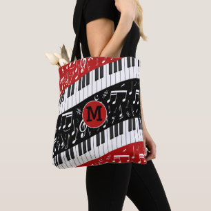 Bolsa Tote Chaves do piano da curva de Monogrm e notas