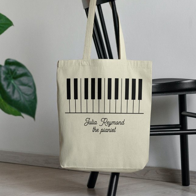 Bolsa Tote Chaves Piano com Nome de Professor de Música (Criador carregado)
