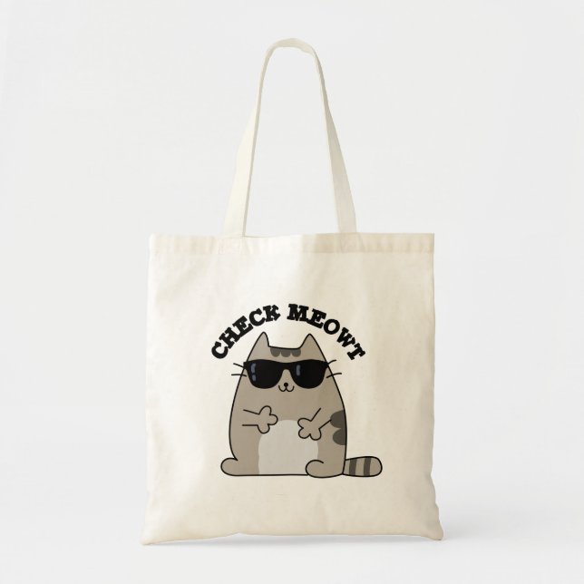 Bolsa Tote Check Meowt Legal Gato Pun Engraçado (Frente)