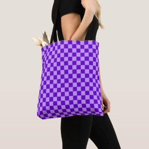 Bolsa Tote Checkerboard de combinação roxa por ShirleyTaylo