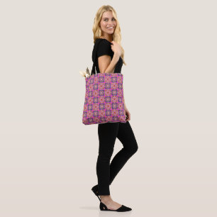 Bolsa Tote Checkered cor-de-rosa