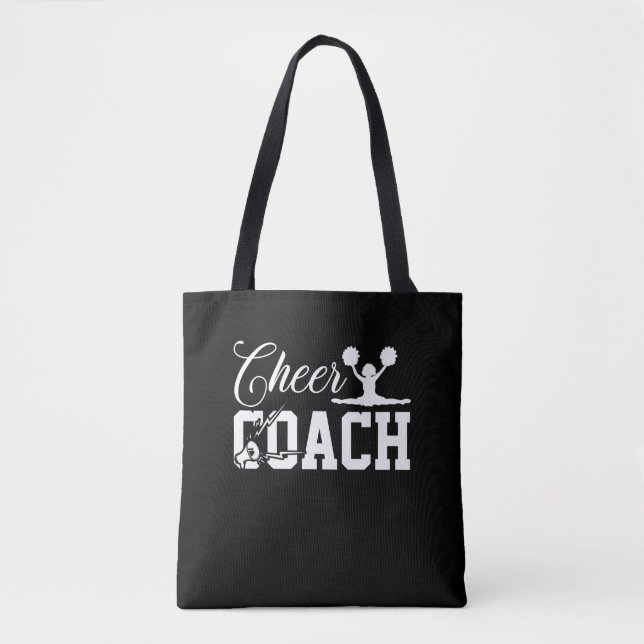 Bolsa Tote Cheerleader de treinador animado torcendo com Mega (Frente)