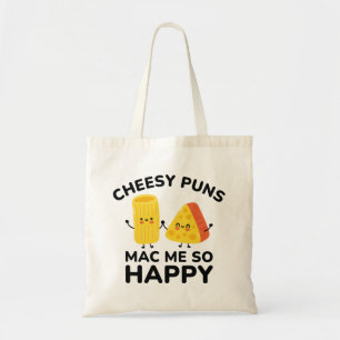 Bolsa Tote Cheesy Puns Me Mac Tão Feliz