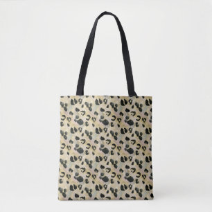 Bolsa Tote Cheetah Animal Print Black, Dourado
