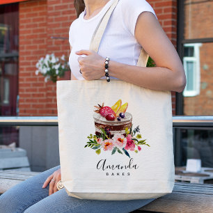 BOLSA TOTE CHEF FRUTA FLORAL DO CUPCAKE PATISSERIE