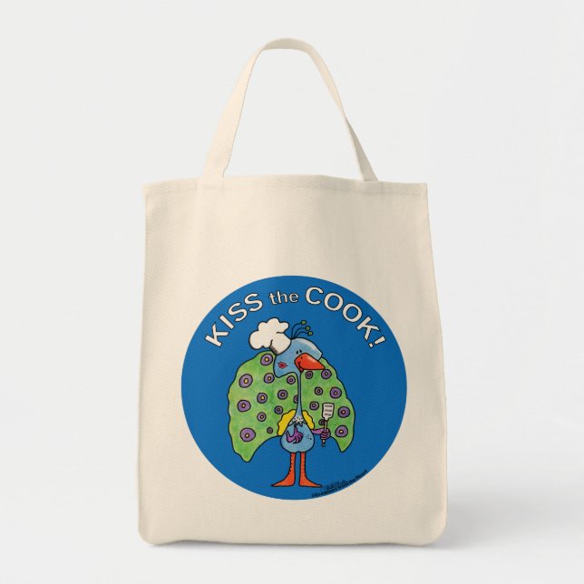 Bolsa Tote Chef Peacock, beije o cozinheiro! (Frente)