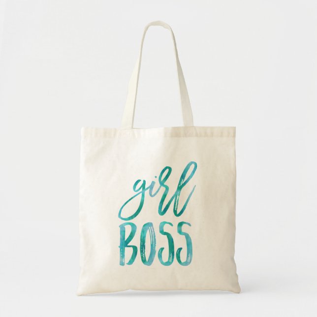 Bolsa Tote Chefe Garota | Aqua Watercolor (Frente)