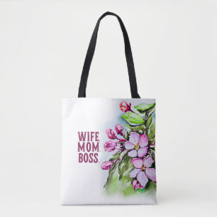 Bolsa Tote Chefe Mãe Esposa, Flores Rosa