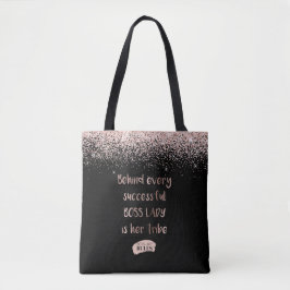 Bolsa Tote Chefe Motivacional Lady Rosa Dourada Glitter Girly