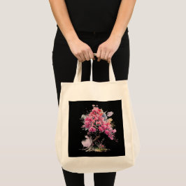 Bolsa Tote Cheio Bloomia Sakura Cerejeira Flor Árvore Aquarel