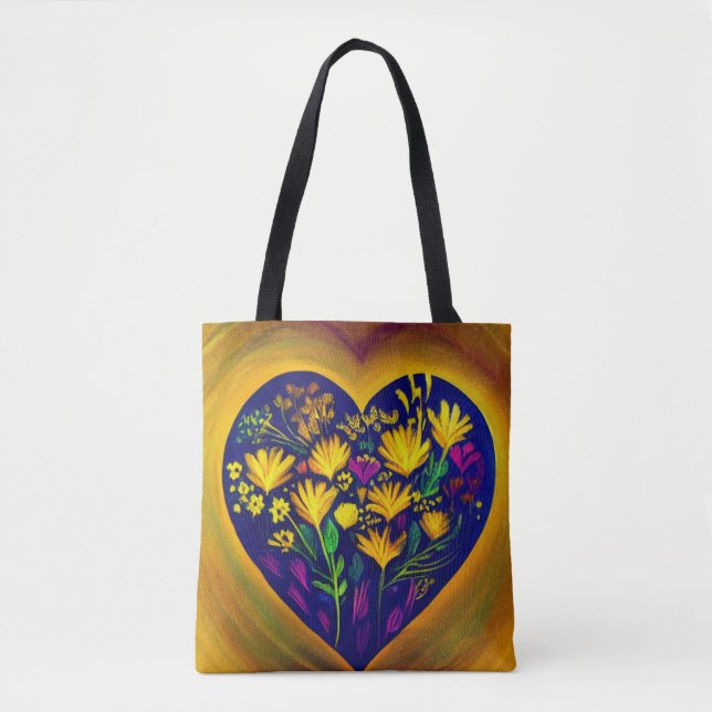 Bolsa Tote Cheio Cardíaco das Flores (Frente)