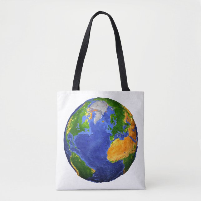 Bolsa Tote Cheio Da Terra Mostrando Dados Topográficos. (Frente)