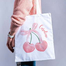 Bolsa Tote Cherries estéticas coquetanas e Arco cor-de-rosa