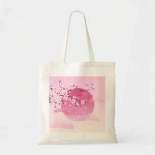Bolsa Tote Cherry Blossomo Japonês Paisagem Rosa