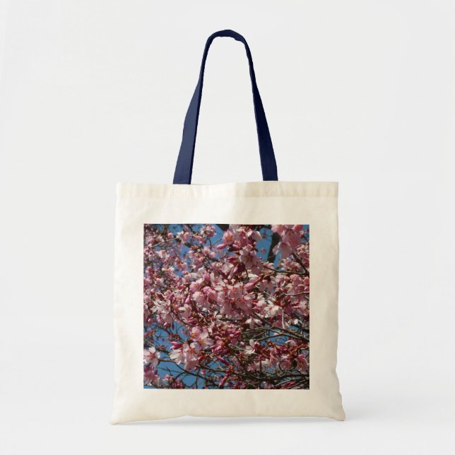 Bolsa Tote Cherry Blossoms e Blue Sky Primavera Floral (Frente)