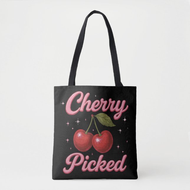 Bolsa Tote Cherry Picked Pink Sparkle Retro Glam (Frente)