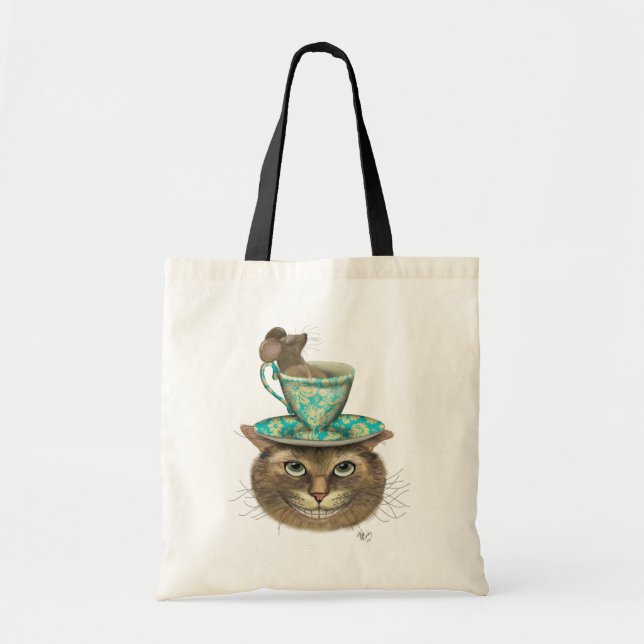 Bolsa Tote Cheshire Cat com Copa na Cabeça (Frente)