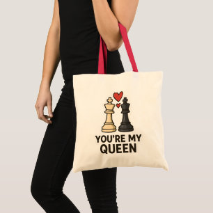 Bolsa Tote Chess Love Sticker - Black & White Kings